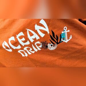Men's Metallic Blue & Orange Ocean Drip T-Shirt SM NEW